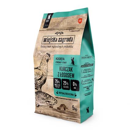 Wiejska Zagroda Kitten Frango com salmão - Pack económico: 2 x 5 kg