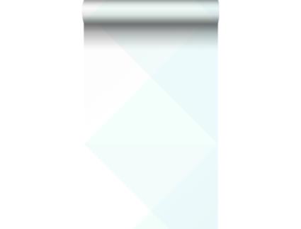 Papel De Parede Triângulos Grandes Branco Mateeverde Menta 53 Cm X 10,05 M Origin Wallcoverings