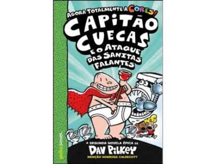Livro Capitão Cuecas e o Ataque das Sanitas Falantes de Dav Pilkey (Português)