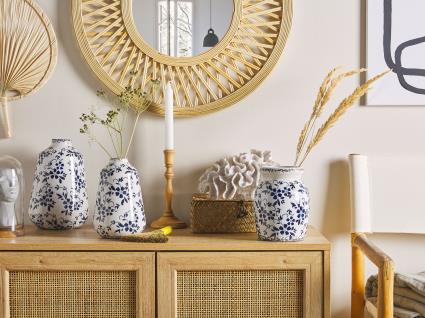 Vaso branco e azul marinho 25 cm MARONEIA