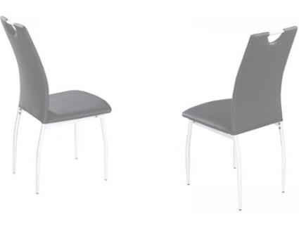 Conjunto de 4 Cadeiras  Bonny (Cinzento - Metal e Couro - 50x42x42 cm)