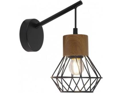 Aplique de Parede  ILUMINACIÓN Antibes (Máx. 60W - Madeira , Metal - Preto)