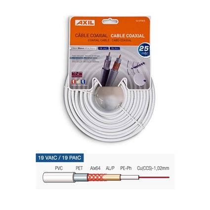 Cabo Coaxial  25M Branco 19VAtC