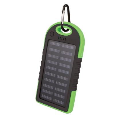Powerbank 5000ma C/ Painel Solar e 2 USB Verde
