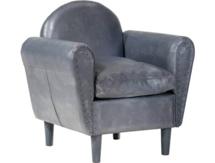 Poltrona  Couro Genuíno Cinzento (77x65x79 cm)