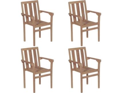 Cadeiras de jardim empilháveis 4 pcs madeira de teca maciça