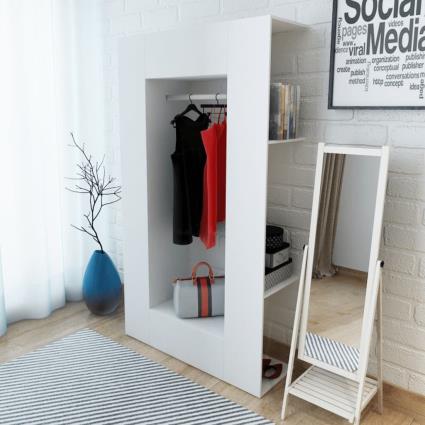 Roupeiro em madeira compensada 106x36,5x192 cm branco