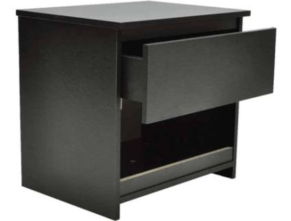 Mesa de cabeceira com 1 gaveta 2 pcs preto