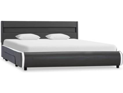 Estrutura de cama c/ LED 160x200 cm couro artificial antracite