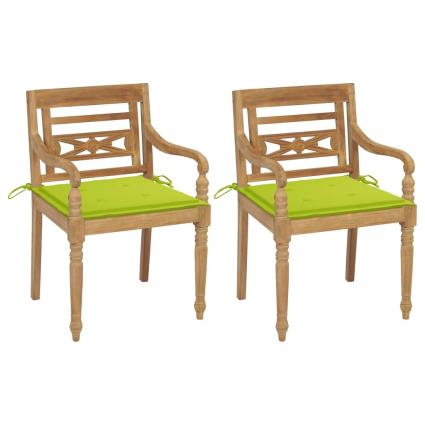 Cadeiras Batávia c/ almofadões verde alface 2 pcs teca maciça