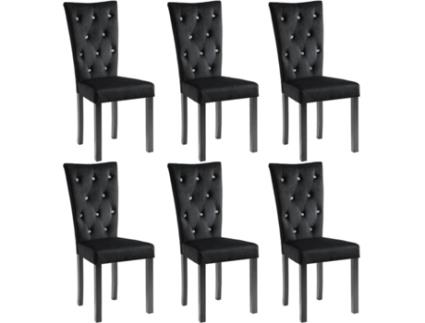 Cadeiras de jantar 6 pcs veludo preto