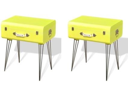 Mesas de cabeceira 2 pcs 49,5x36x60 cm amarelo