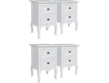 Mesas-de-cabeceira com 2 gavetas 4 pcs MDF branco