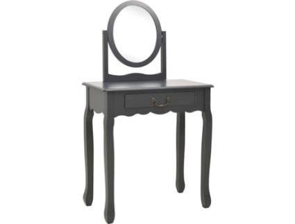 Toucador c/ banco 65x36x128 cm MDF e madeira paulownia cinzento