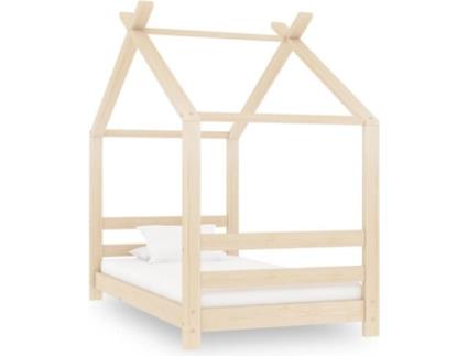 Estrutura de cama infantil 70x140 cm madeira de pinho maciça