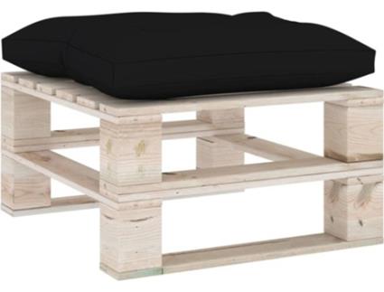 Otomano de paletes para jardim com almofadão preto pinho