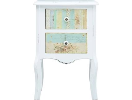 Mesa de cabeceira 43x32x65 cm MDF branco e castanho