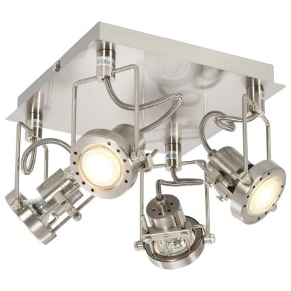 Candeeiro com quatro focos multidirecionais GU10 prateado