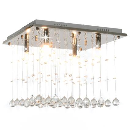 Candeeiro de teto com contas de cristal G9 cúbico prateado