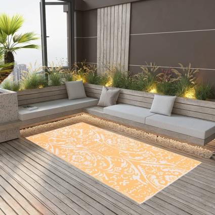 Tapete de exterior 160x230 cm PP laranja e branco