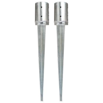 Estacas de enterrar 2 pcs 10x76 cm aço galvanizado prateado