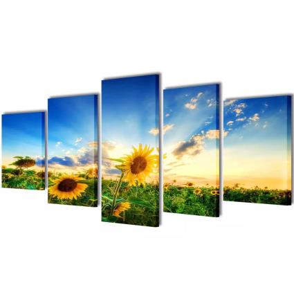Políptico com impressão de girassol 100 x 50 cm