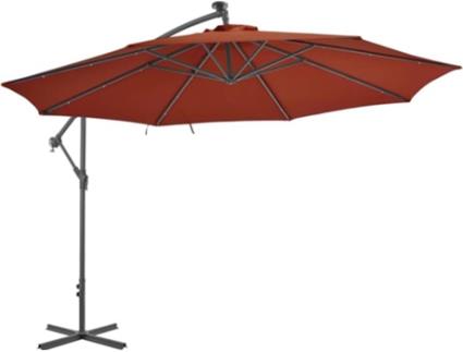 Guarda-sol cantilever c/ luzes LED 350 cm terracota