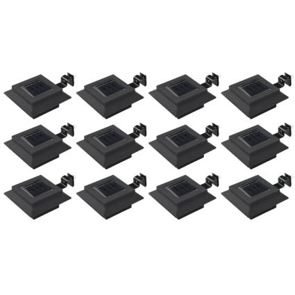 Candeeiro de exterior solar LED 12 pcs preto quadrado 12 cm