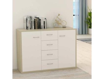 Aparador 88x30x65 cm contraplacado cor branco/carvalho sonoma