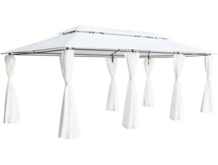 Gazebo com cortinas 600x298x270 cm 180g/m² branco