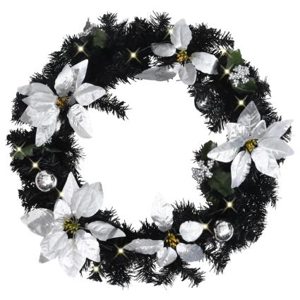 Grinalda de Natal com luzes LED 60 cm PVC preto