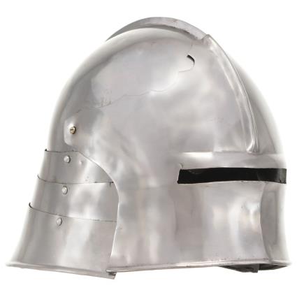 Capacete de cavaleiro medieval réplica LARP aço prateado