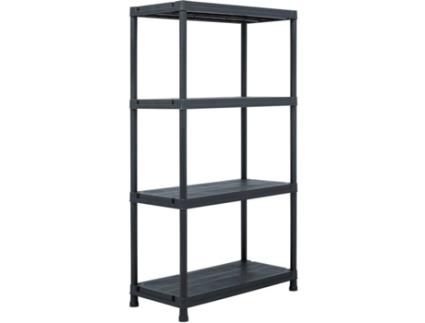 Estante de arrumação 100 kg 60x30x138 cm plástico preto