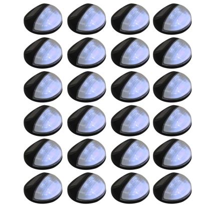 Candeeiro de parede solar LED de exterior 24 pcs preto redondo