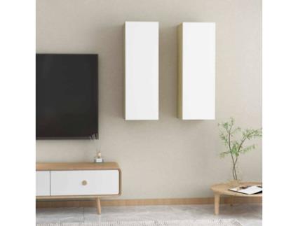 Móveis de TV 2 pcs 30,5x30x90cm contrap. branco/carvalho sonoma