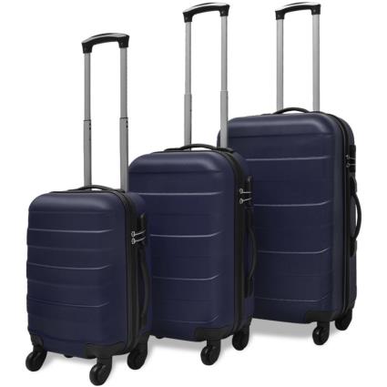 Conjunto de três trolleys rígidos, azul