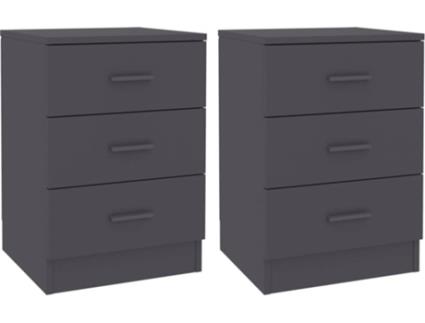Mesas de cabeceira 2 pcs 38x35x56 cm contraplacado cinzento