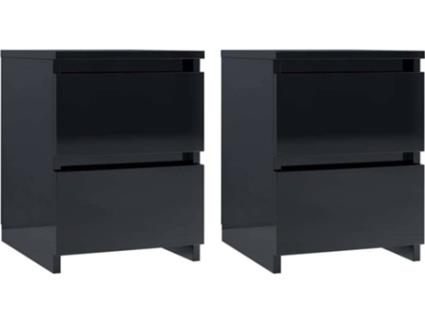 Mesas de cabeceira 2 pcs 30x30x40 cm contrapl. preto brilhante