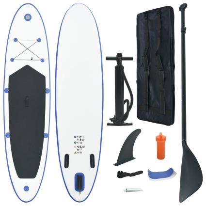 Prancha de paddle SUP insuflável azul e branco