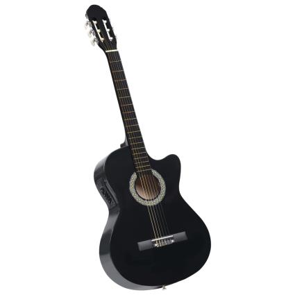 Guitarra acústica cutaway com equalizador e 6 cordas preto