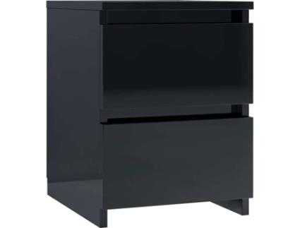 Mesa de cabeceira 30x30x40 cm contraplacado preto brilhante