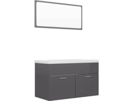 Conjunto de Móveis  3070882 (Cinzento - Aglomerado de Madeira - 80x38.5x46 cm)
