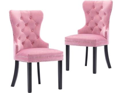 Conjunto 2 Cadeiras de Jantar  (Rosa - Tecido - 51 x 59 x 98.5 cm)