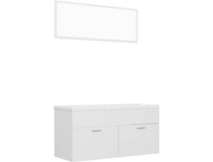 VIDAXL - Conjunto de Móveis  3070898 (Branco Brilhante - Aglomerado de Madeira - 100x38.5x46 cm) Conjunto de Móveis  3070898 (Branco Brilhante - Aglomerado de Madeira - 100x38.5x46 cm)