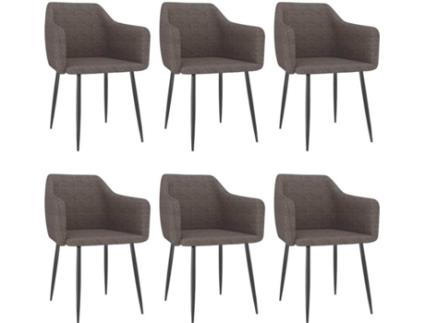Conjunto 6 Cadeiras de Jantar  (Cinzento-acastanhado - Tecido - 51 x 53 x 73 cm)