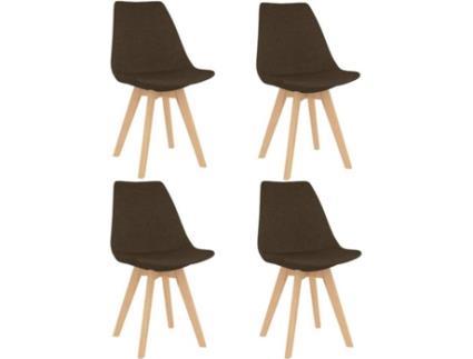 Conjunto 4 Cadeiras de Jantar  324164 (Castanho - Tecido - 50 x 56 x 84 cm)
