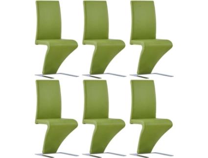 Conjunto 6 Cadeiras de Jantar  (Verde - Couro Artificial - 44 x 58 x 99 cm)