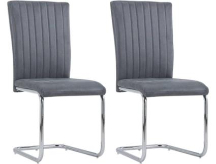 Conjunto 2 Cadeiras de Jantar  Cantilever (Cinzento - Couro Artificial - 42 x 54 x 95 cm)
