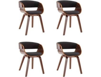 Conjunto 4 Cadeiras de Jantar  (Cinzento - Tecido - 53 x 52 x 70 cm)