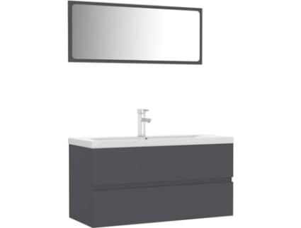 Conjunto de Móveis  3071695 (Cinzento - Aglomerado de Madeira - 90x38.5x45 cm)
